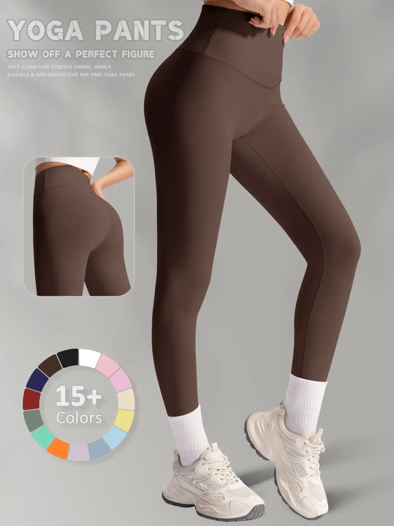 New Women's Solid Color Sport Leggings, High Waist Activewear, Breathable Comfortable Yoga Pants, High-Waisted Stretchy Tummy Control Butt Lifting Gym Workout Daily Wear, Fitness Workout Pants, Gym Sportswear Bottoms, Multiple Colors Available
