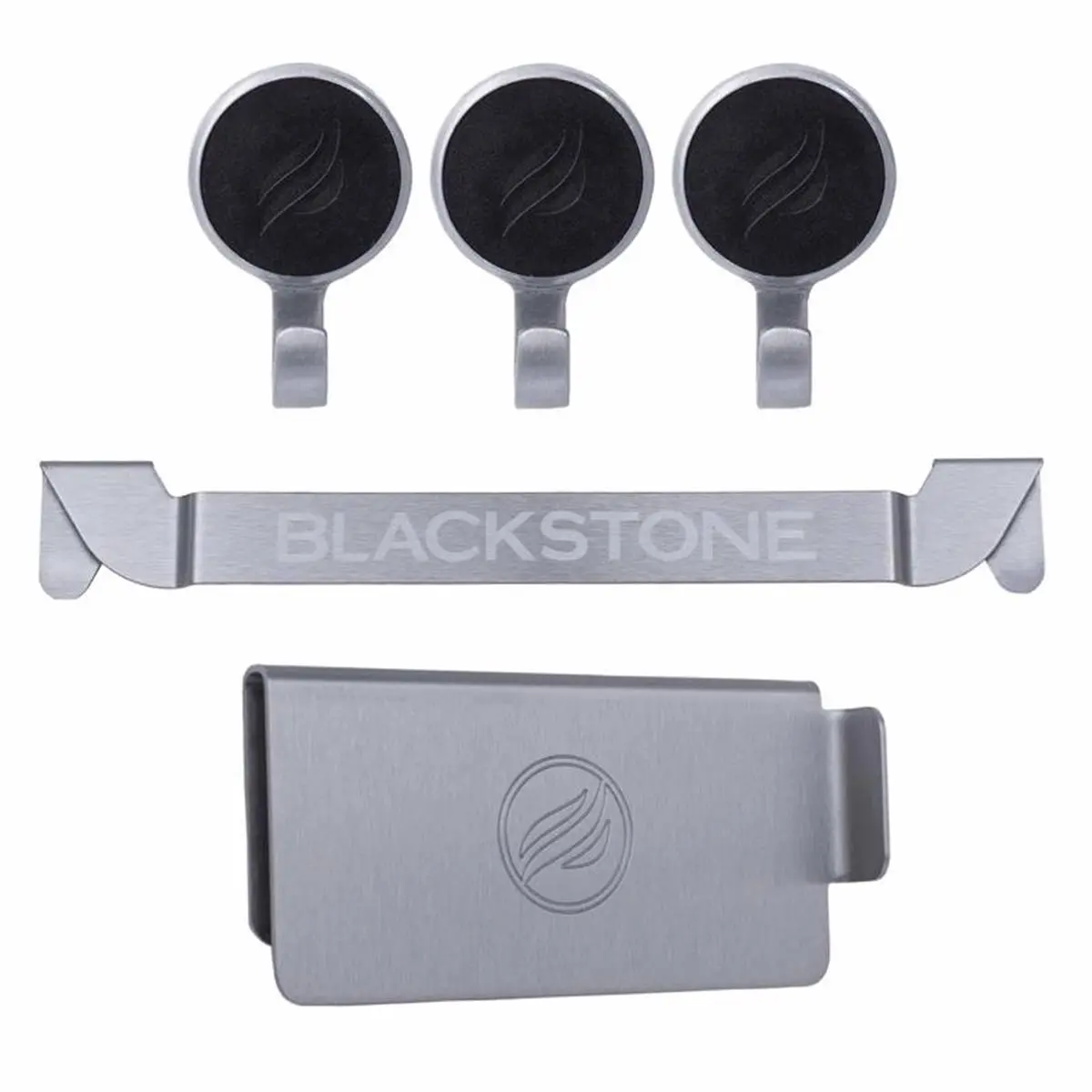 BLACKSTONE Griddle Utensil Holder - Gray 5-Piece Magnetic Set with Spatula for Cooking, Grease-Exiting Guard to Keep Food From Falling Through, Grease Gate