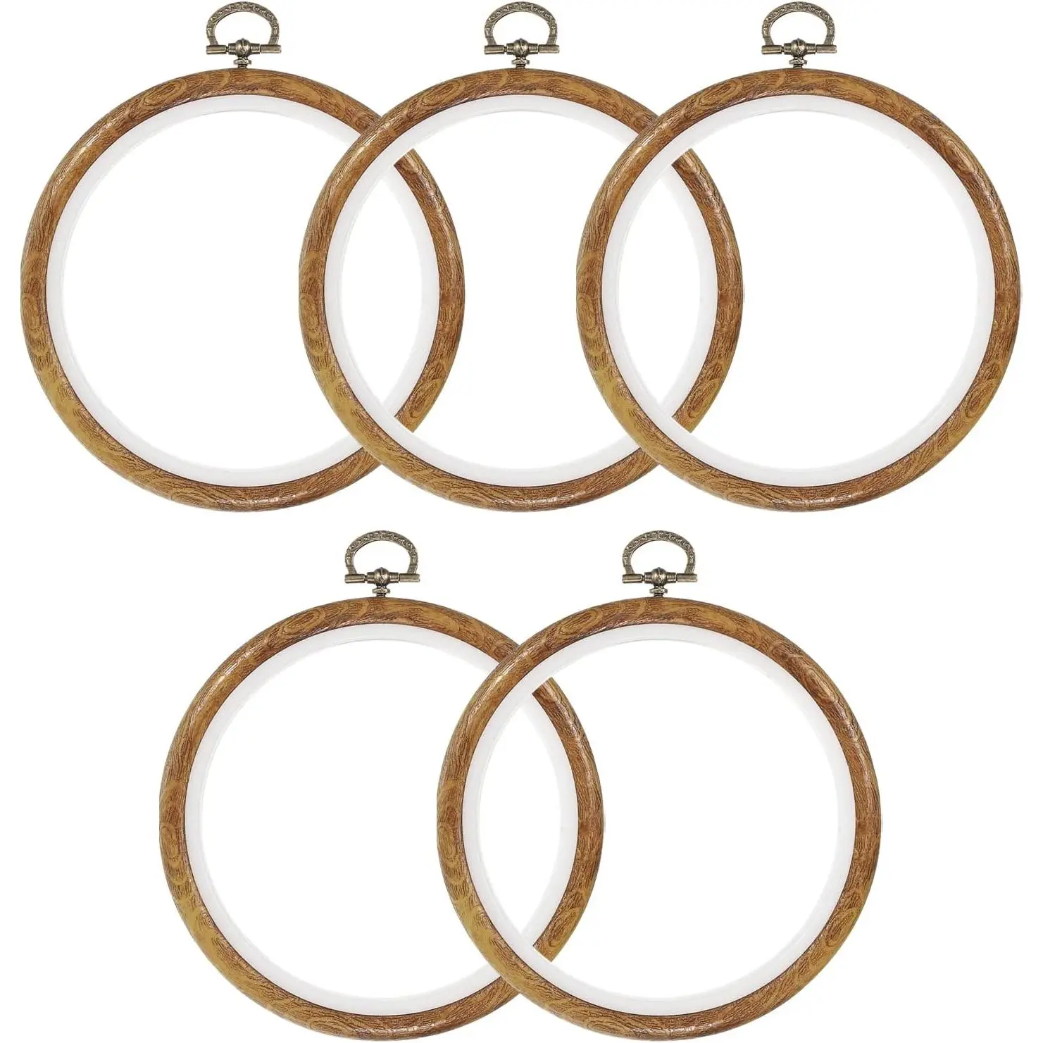 5 count 5 Inch Embroidery Hoops Frame Round Imitated  Circle Cross Stitch Hoop Ring for Embroidery Art Craft Handy Sewing Decoration