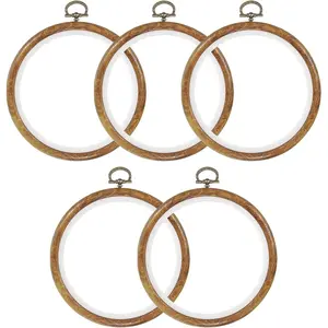 5 count 5 Inch Embroidery Hoops Frame Round Imitated  Circle Cross Stitch Hoop Ring for Embroidery Art Craft Handy Sewing Decoration