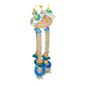 Tripod: Medium Size Parrot Bird Toy with All Bird Safe Materials and Variety of Textures for Enrichment and Stimulation