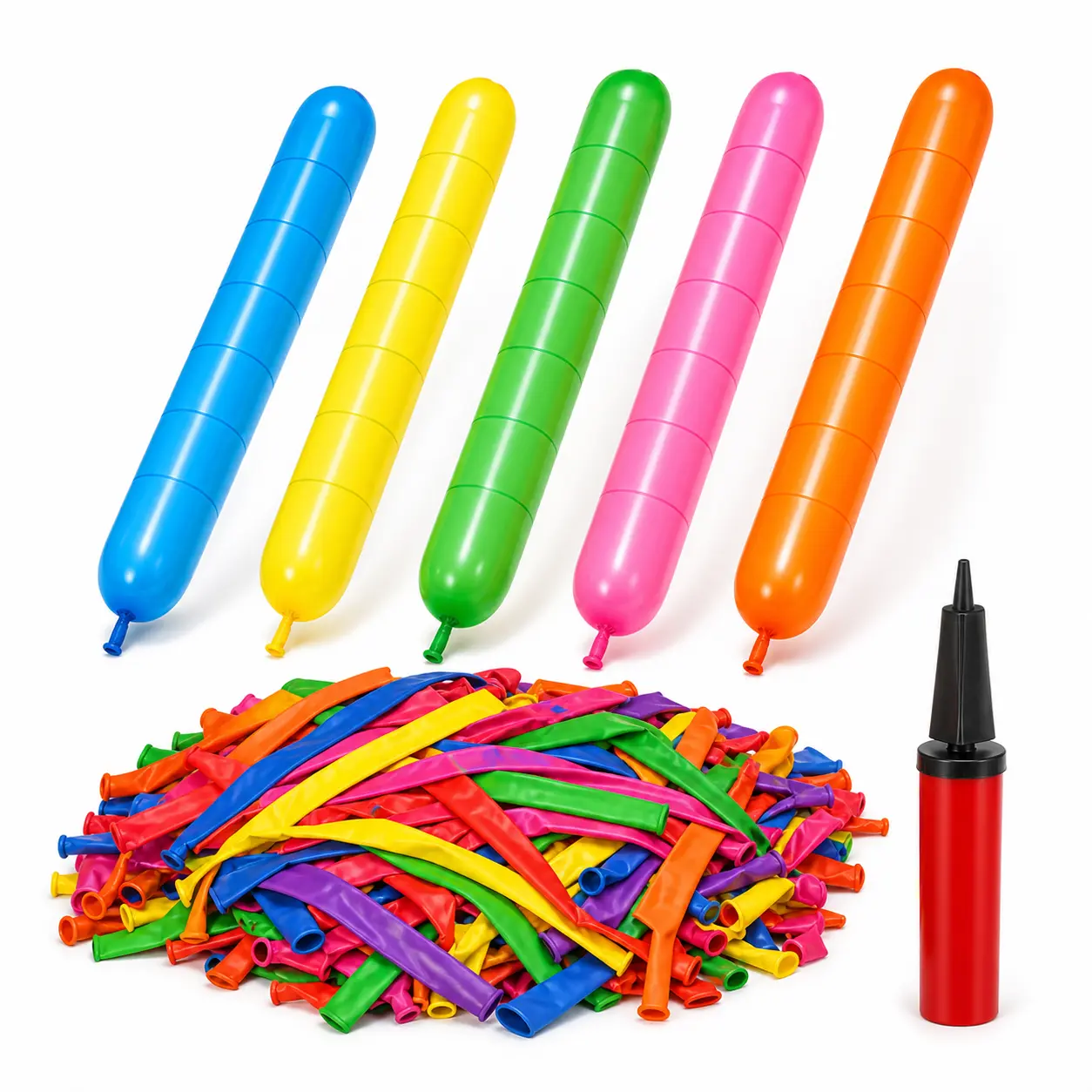 Gren for first day of school Rocket Balloons with Hand Pump, 100 Count Whistling Flying Balloons, 31.5 Inch Assorted Color Balloon Rockets for Kids Outdoor Games, Birthday Parties, Party Favors and Family Fun
