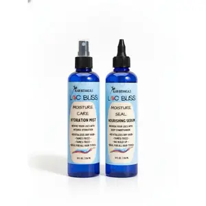 Blair Botanicals Winter Hydration Set for Locs Intense Moisture Mist & Nourishing Serum 4 oz Each in Gold Holiday Organza Bag for Soft Moisture Infused Locs