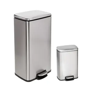 Honey Can Do 8 gal & 1.3 gal Stainless Steel Trash Can Combo