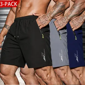 3 pack men’s casual breathable shorts: ice silk sports shorts that are quick drying, lightweight, and breathable, featuring secure zippered pockets; cooling sweat wicking sports shorts; summer casual beach shorts suitable for fitness activities and relaxe