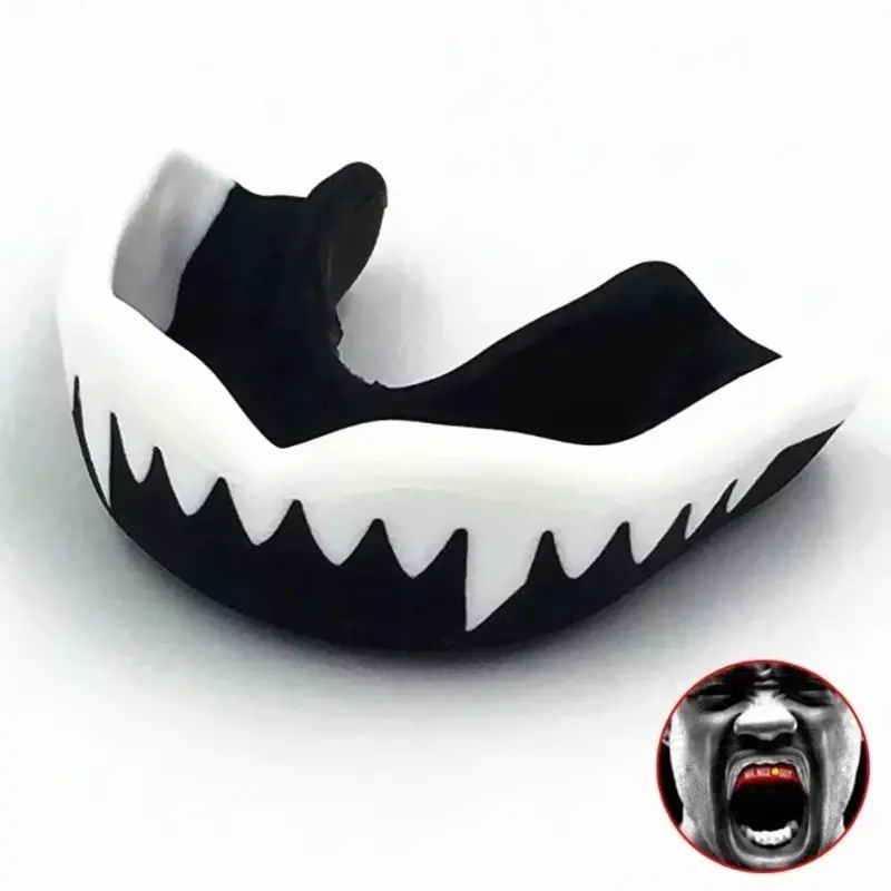 1-Piece EVA Cuttable Dual-Color Sports Mouthguard Boxing/Sanda Mouthguard Shark-Tooth Training Mouthguard Sports Mouthguard Boxing Training Equipment