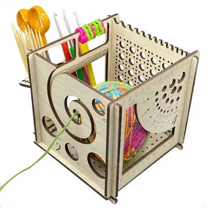 All-In-One Wooden Yarn Bowl, 2024 Multifunctional Knitting Tool,Wooden Yarn Bowl, Yarn Bowl for Knitting