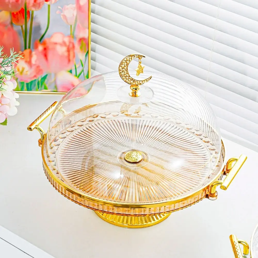 Multipurpose Acrylic Cake Stand with Lid, Clear Dessert Dome for Cupcakes, Cookies, Fruits & Candy, Party Snack Tray, Baking Accessories, Kitchen Accessory, for Home Kitchen Use, Buffet, Bakery & Cafe, Wedding, Birthday, Kitchen, Kitchenware