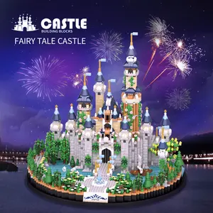 3600PCS Cartoon Dream Tale Princess Castle Architecture Building Blocks Street View Micro Model Bricks Toys For Girls Kids Gift