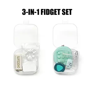 3-IN-one Fidget Toy Set,Portable Stress Relief Toys,Fidget Pack with Pop It Maze,Magnetic Click Coin,Squeeze Toy&Chocolat Snap,Perfect for Office & School,Gift for Friends