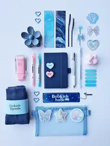 Handmade Limited Batch Blue Bookish Bundle with Metal Parts - 20+ Office & School Stationery Supplies Set