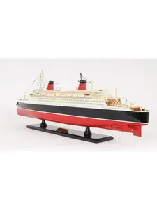 212 MAIN 11x32 in Black & Red SS France Hand-Painted Traditional Boat Sculpture, Collectible Cultural Art Piece, Decorative Desktop Statue for Desk Display