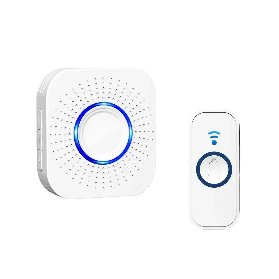 Wireless Battery-Powered Mini Square Doorbell Kit - Plastic Body, 1000ft Range, 110dB, Mute Mode, 5 Volume Levels, 32 Chimes, Waterproof, Colorful LED Flashing, Both Indoor/Outdoor Use for Home & Hearing-Impaired, Home Protection, Multi-Color Wireless Wat