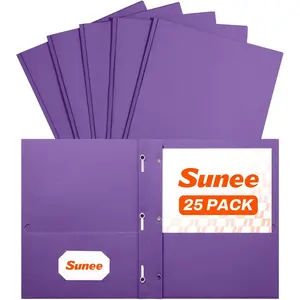 2 Pocket Folders with Prongs (25 Pack, Purple), Paper Folders with 2 Pockets and 3 Prongs Fit Letter Size Paper, Perfect for School Office Home Business