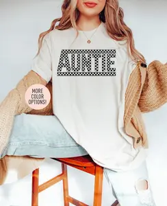 Auntie Checkered Shirt, Best Aunt Shirt, Oversized Checkered Shirt, Favorite Aunt Shirt, Aunt Gift from Niece, Cool Aunt Shirt Comfort Cotton