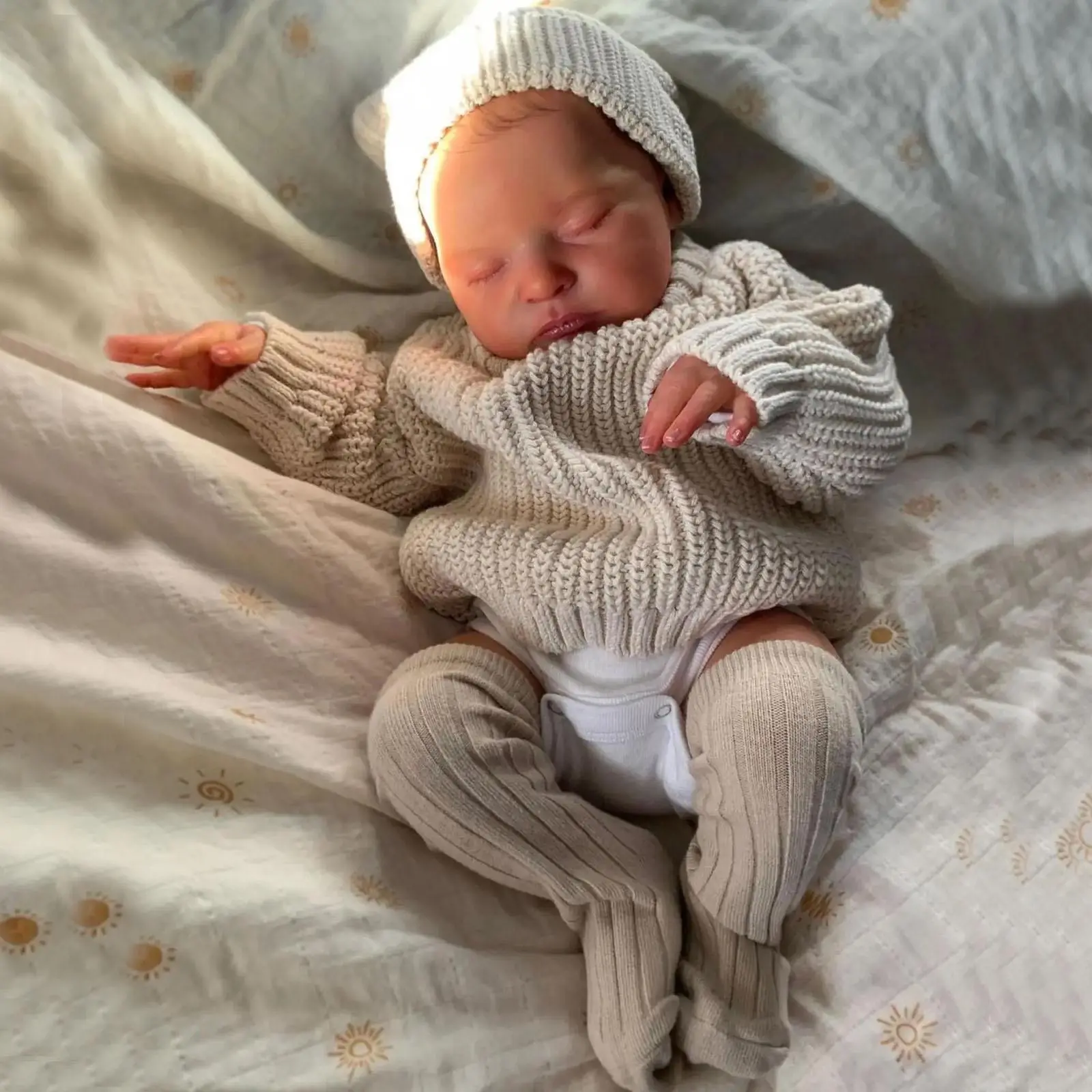 Realistic Asleep Reborn Doll, Lifelike Newborn Doll, Realistic Newborn Sleeping, 1 Set 20 Inch Alive Soft Silicone Newborn Bebe & Accessories, Cute Bedtime Toy, Birthday Gift For Child, Realistic Baby Dolls