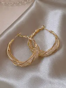 Women's Elegant Geometric Rhinestone Copper High Quality Earrings, Fashion Jewelry for All Seasons, Lightweight Luxury Design