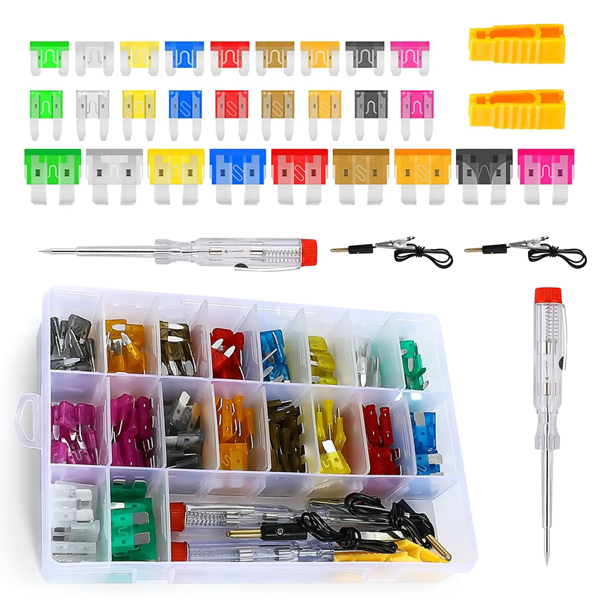 Honibaoto 306 Auto Blade Fuse Kit with Puller Tester, 2A-35A Multi-Size Replacement Auto Parts Accessories for Cars, Vehicles, Car Accessories Versatile Truck