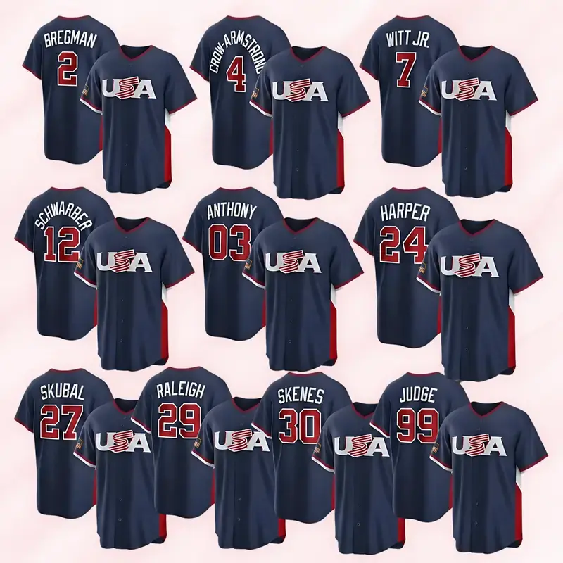 Custom USA Fan Baseball Jersey – Navy White Sports Button-Up Shirt