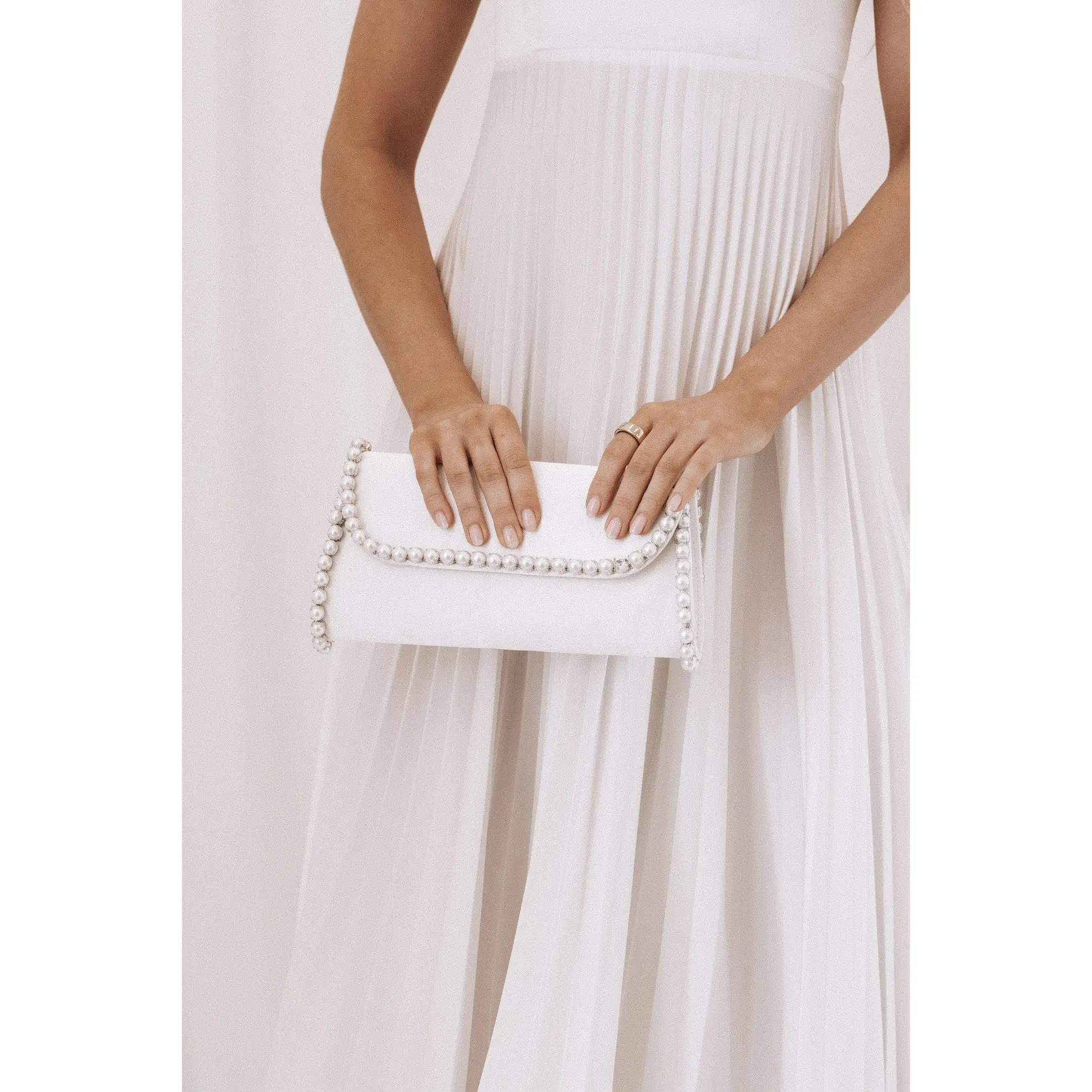 Allegra Pearl Handbag - White Allegra Pearl Handbag - White