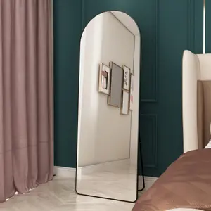 HD Full-Length Standing Mirror with Adjustable Angle, Shatterproof Arched Floor Mirror with Stable Metal Stand for Bedroom, Dressing Room & Home Decor