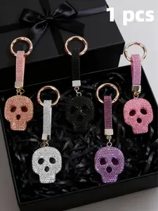 New Skull Head Handmade Rhinestone Keychain, Luxury Minimalist Style, Bling Bling Keychains, Aesthetic Keychain, Perfect for Men Women Kids, Bag Charm Car Key Chain Phone Strap Gift Valentine's Day,lovers