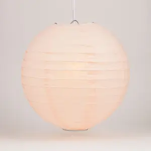 5-Pack 20 Inch Rose Quartz Pink Parallel Ribbing Round Paper Lantern