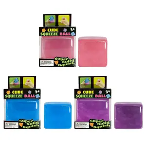 Fidget Mini Ice Cube Stress Ball Squeeze Toy TPR Soft Sensory Block Portable Anti-Stress Tool for Adults Children Travel Party Gift Perfect Relaxation Toy