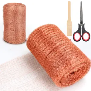 3 Pcs Double Layer Pure Copper Wool Rodent Control Kit for Bat Snail Bird Rodent Control,Including 5" x 50 ft Copper Mesh Roll,Packing Tool and Scissors,Fathersdaygift,DIY Hand Tools Kits