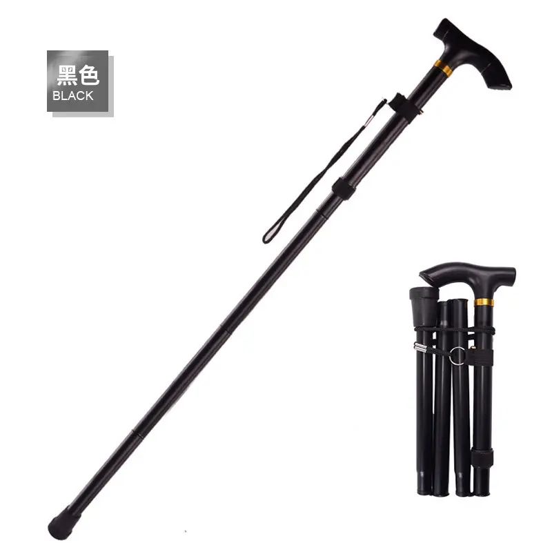 Five non-slip folding crutches 6 series aluminum alloy 5-gear adjustment, portable automatic telescopic-dual-purpose for the elderly/mountaineering