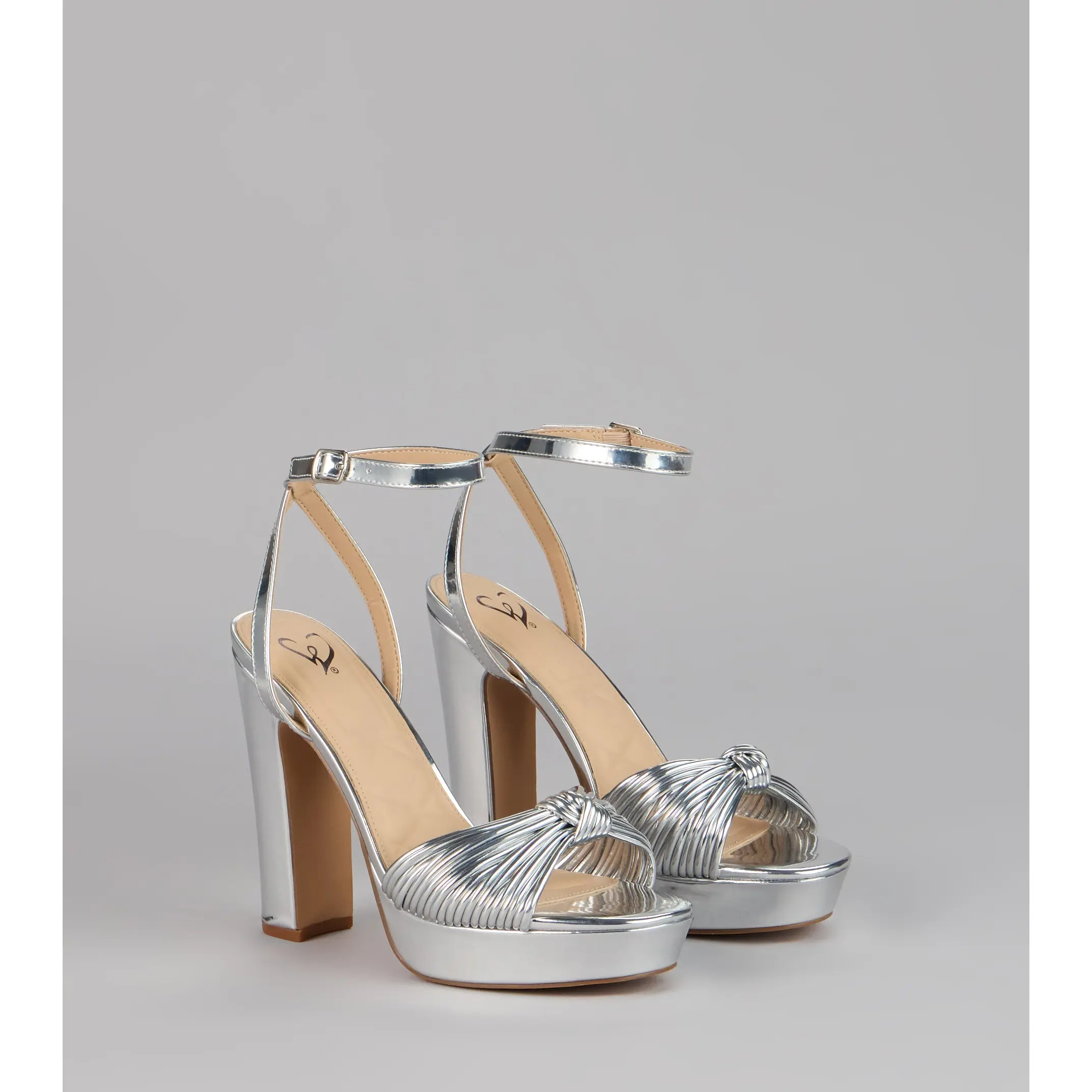 Disco Glow Metallic Knot Platform Heels