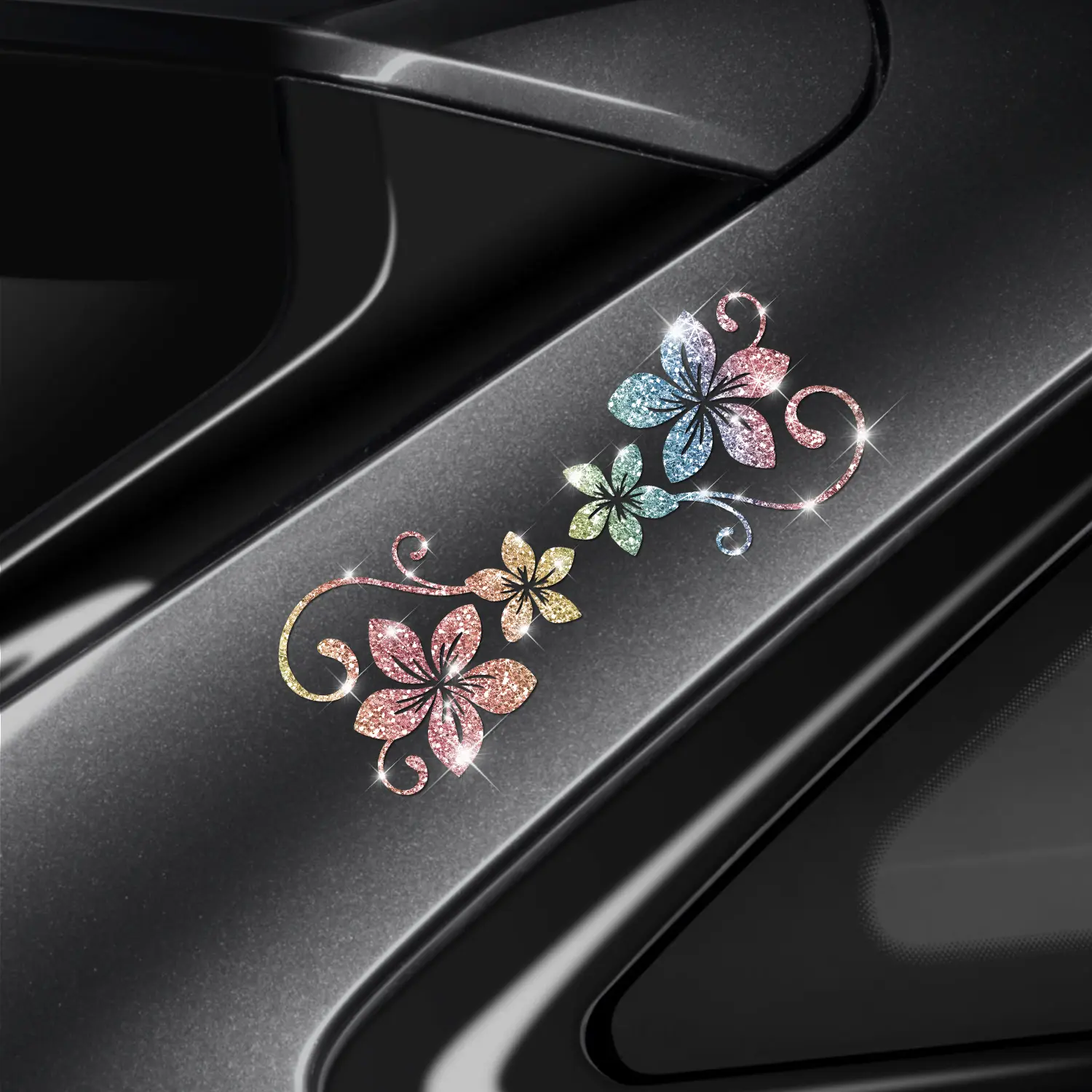 Engraved floral glitter stickers, romantic car window stickers, beautiful life stickers, fashionable motorcycle stickers, laptop stickers, Car Decorative Sticker, Car Decal, Automobile Decals, Decal For Cars, Automotive Decals