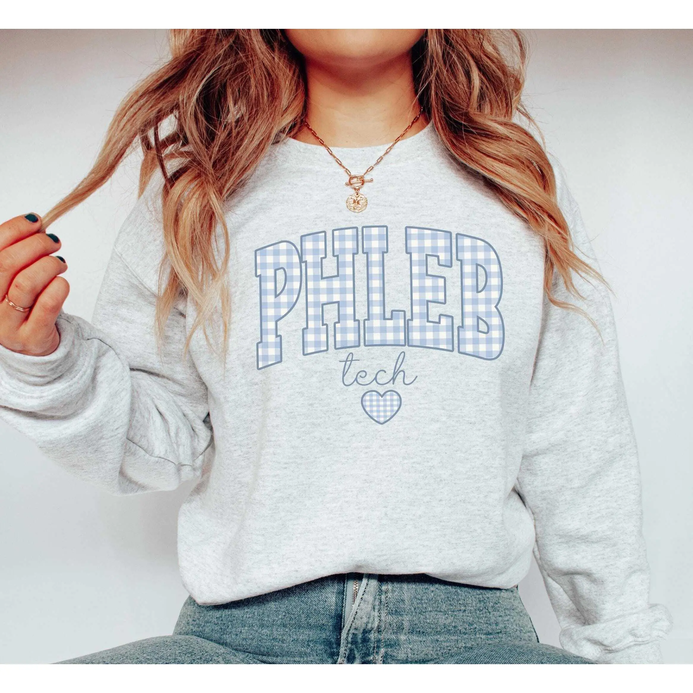 Phleb Tech T-Shirt Or  Sweatshirt • Phleb Tech Blue Gingham Work shirt• Phlebotomist shirt•  Phlebotomy Technician Graduation Cotton Fabric Fit