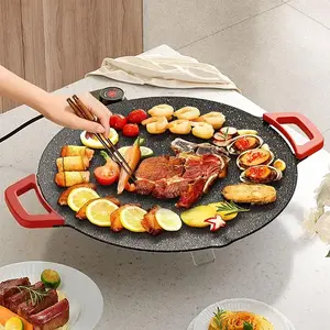 TANLOOK Portable Electric Korean BBQ Grill Pan,Indoor Smokeless Type,Non-Stick Grill Pan,Temperature Adjustable,Stainless Steel Material,Universal Grilling Plate,Essential Cooking Tool for Autumn and Winter Grilling Nonstick Coating Griddle Multifunction