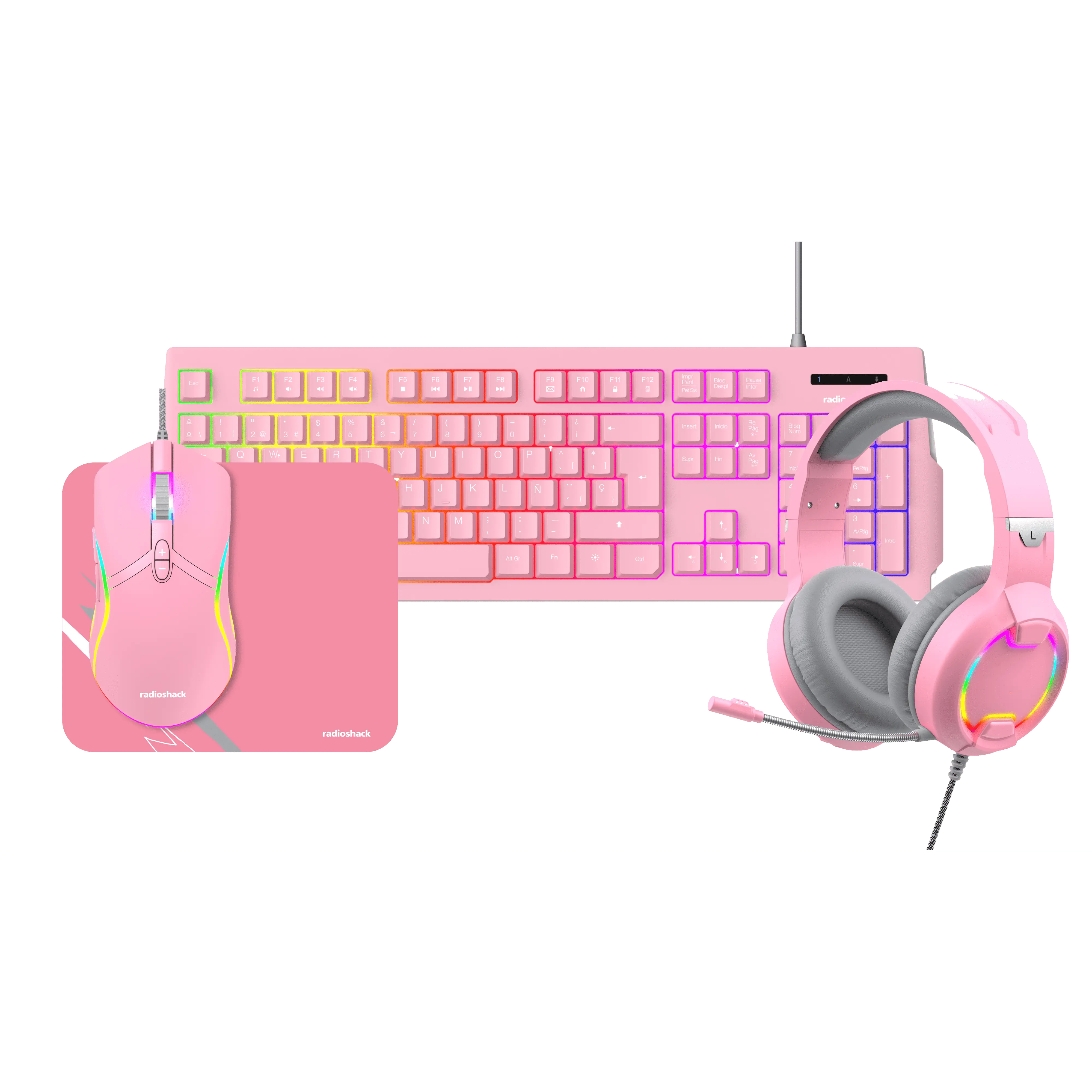 Mistic RGB Gaming Combo – Keyboard (105 Keys), Backlit Mouse (6400 DPI), & Headphones with Microphone
