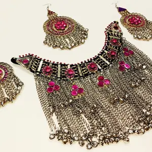 long chain Afghani tribal jewelry set