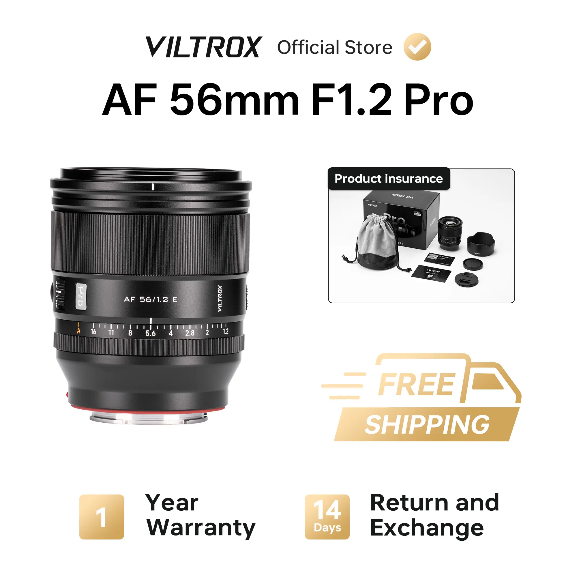 Viltrox Auto Focus Prime Camera Lens - 56mm F1.2 Pro XF, High Definition Lens, Water-Resistant Macro Camera Lens
