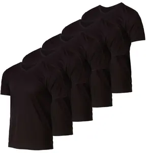 Real Essentials 5 Pack: Men's Mesh Quick Dry Short Sleeve V-Neck T-Shirt - Athletic Performance (Available in Big & Tall)