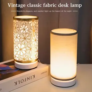 Modern LED Cylinder Fabric Table Lamp, Natural Soft Light for Bedroom Bedside Desk Reading, Perfect Holiday Gift, Modern Night Lights