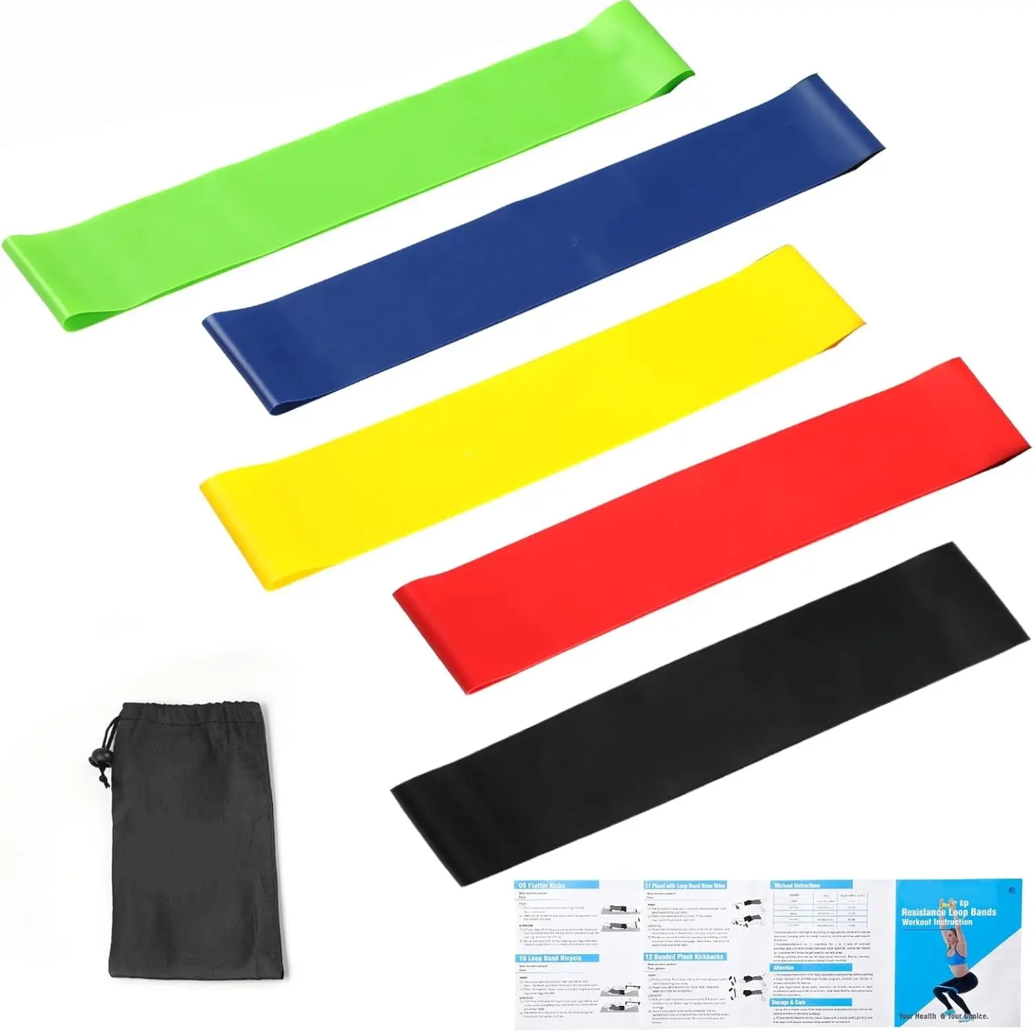 Resistance Bands for Working Out Exercise Loop Bands Workout Bands Set for Men Women Body Stretching, Crossfit Training, Home Workout, Physical Therapy, Booty Legs, Set of 5