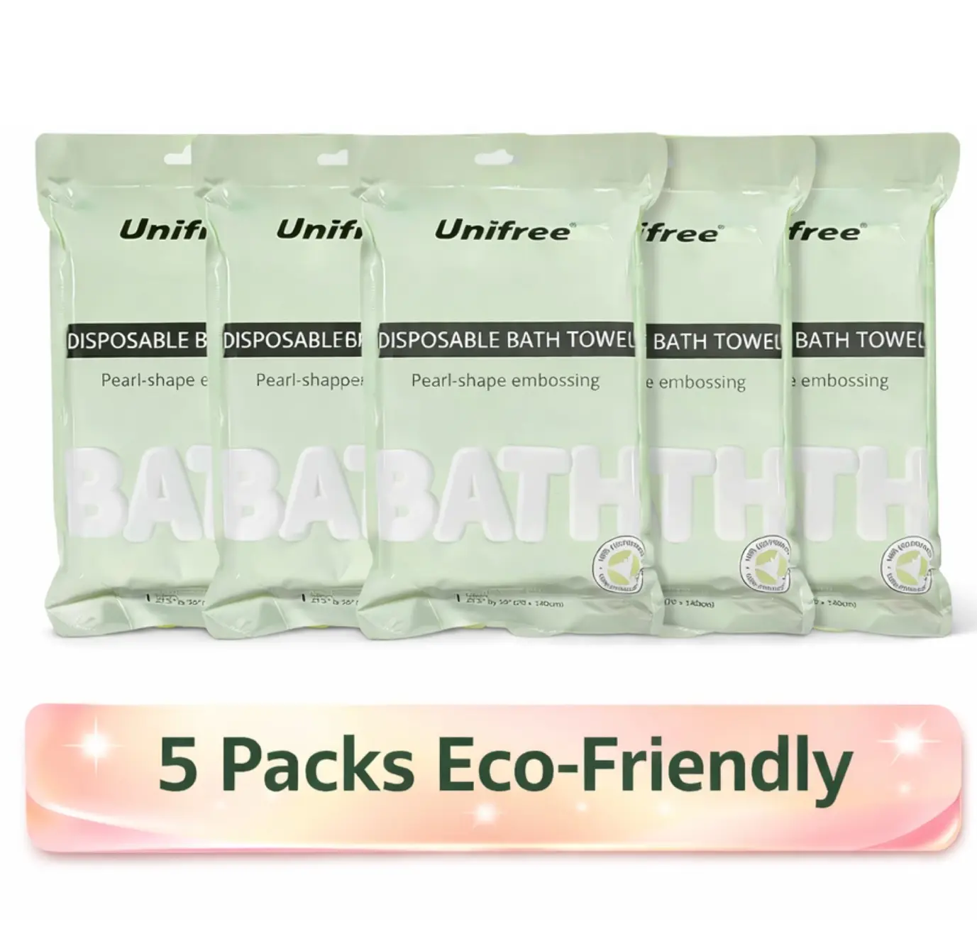 Unifree Travel Bath Towel Disposable absorbent Towels, 27.5" x 55", Thick, Individually Packed, Superabsorbent, Ideal for Camping, Travel, Gym, Barber, 5-20 Ct, Soft Multi-Purpose Dry Wipe, Hygiene Washcloth sheet business trip Single Use Towelette