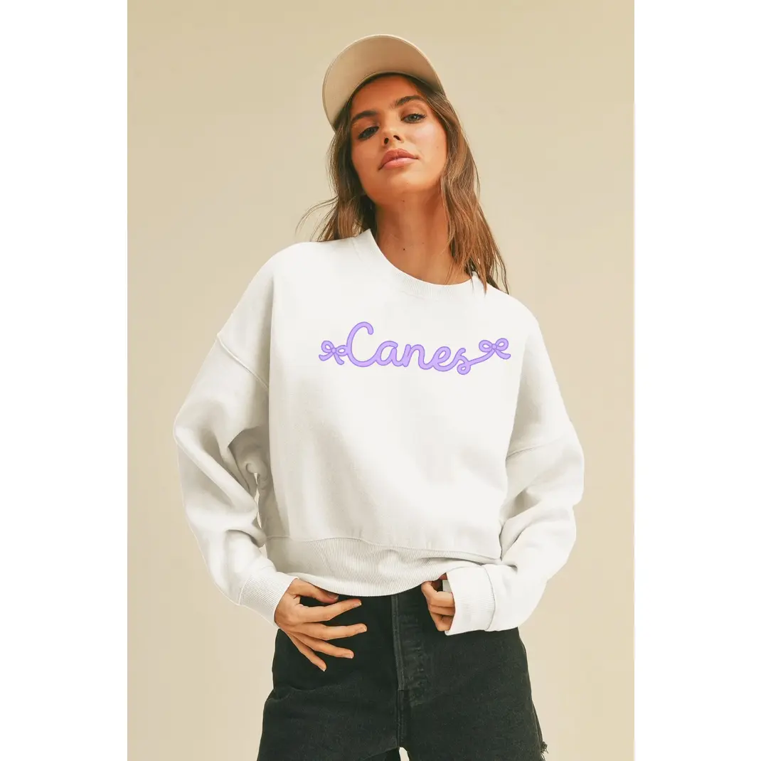 Women's Polyester Cotton Fleece Hoodie - Cute Bow-Detailed Crewneck, Long Sleeve, Casual Fit, Cropped Pullover Sweatshirt with Smooth Sporty Style