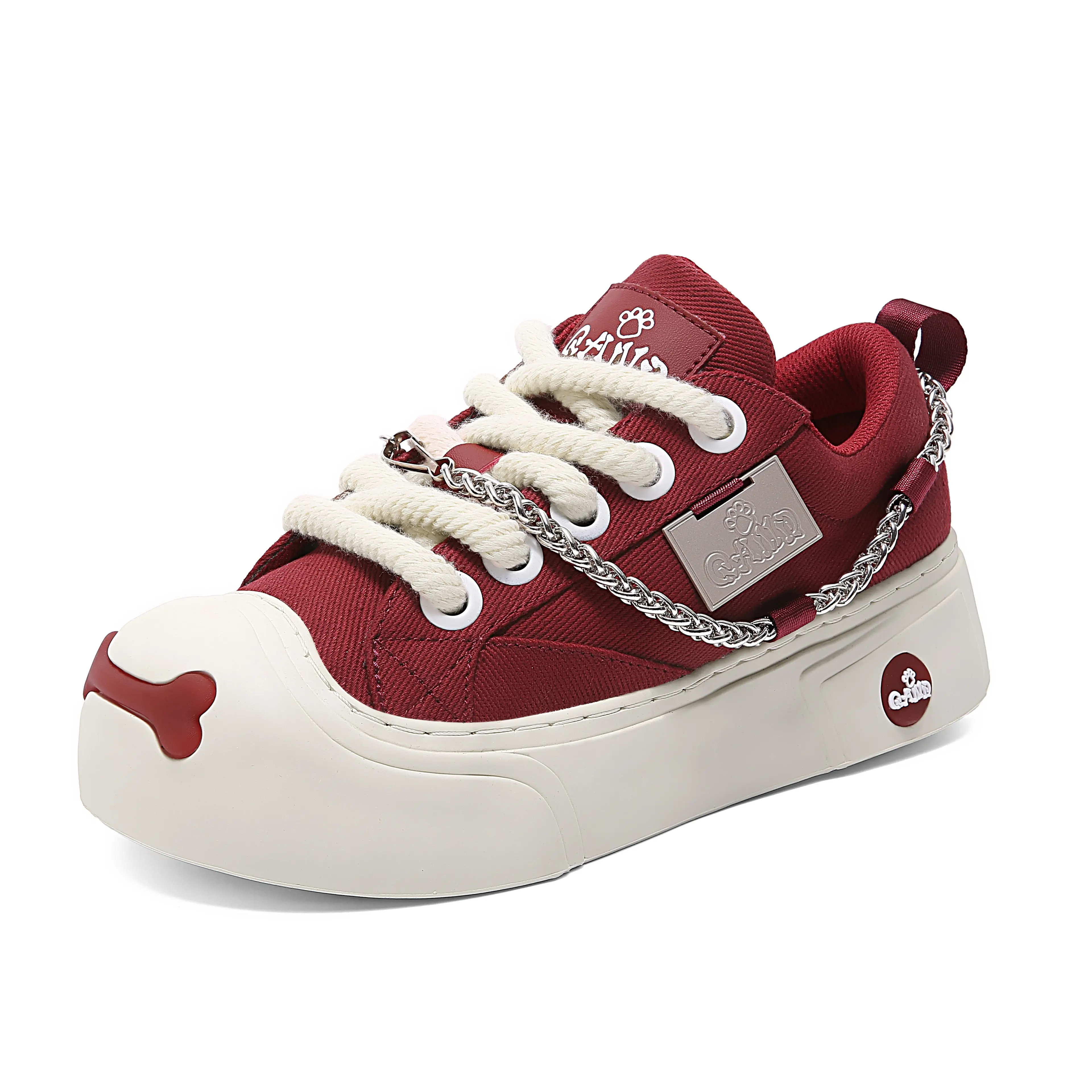Retro Thick-Soled Skateboard Sneakers - Low-Cut, Lace-Up, Comfortable Fabric Lining & Insole, Non-Slip, Big Toe Design, Athletic Sports Footwear for Daily Wear & Outdoor Commuting, Walking Shoes, Sports Shoes, Trainer