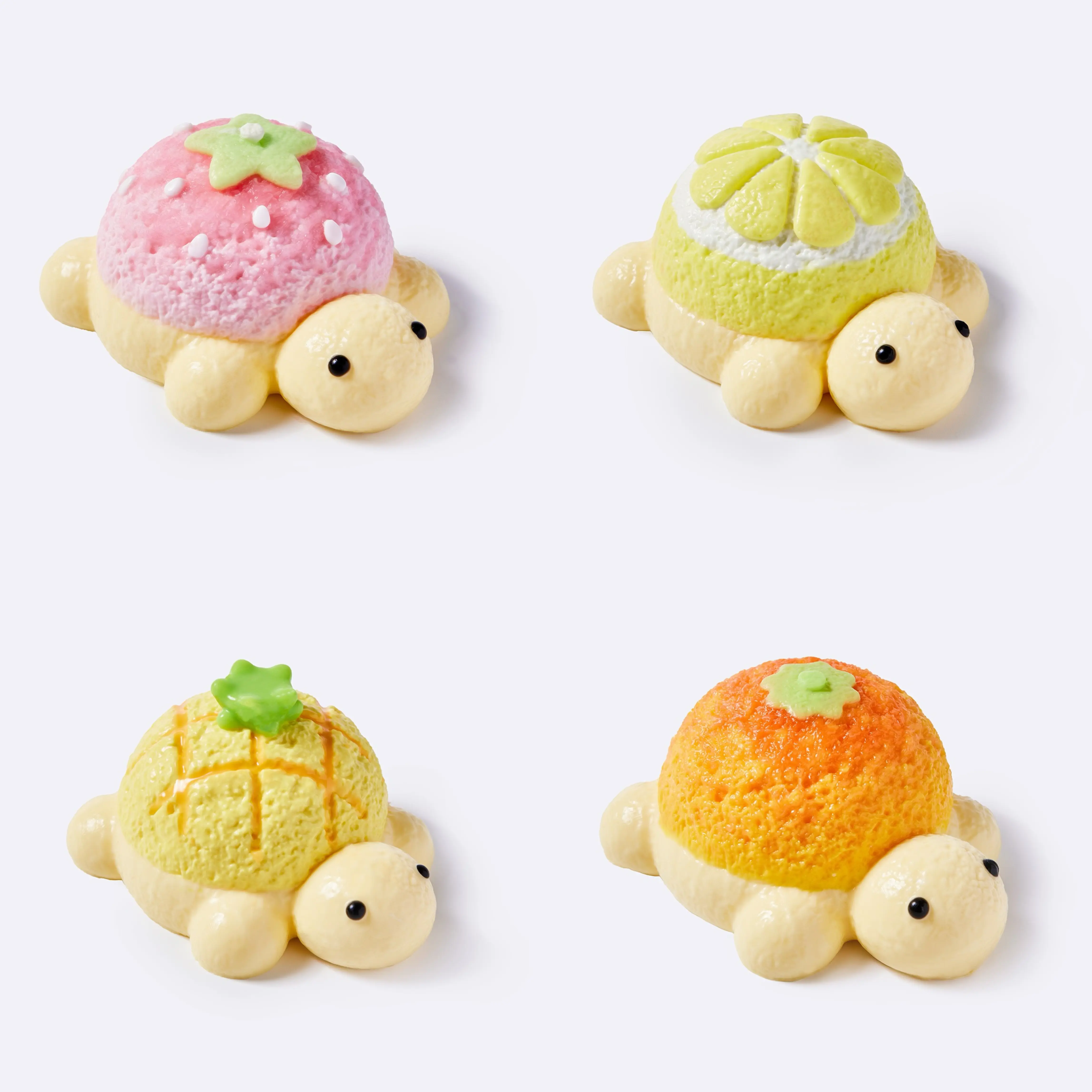 Taba Squishy Back To School Handmade Fruit Turtle Squishy Toy Set, 4 Styles Kawaii Cute Tortoise Slow Rising Stress Relief Fidget Squeeze Toy,Backpack Bag Charm Collectible Gift