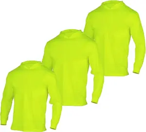 3 Pack Hi-Vis Hooded Long-Sleeve Safety Shirt  safety hoodie Breathable Fabric Protective Clothing Menswear mc j Workwear long sleeve