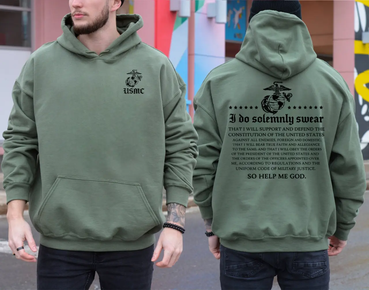 USMC Oath of Enlistment Hoodie, Marine Corps Honor & Commitment Graphic Sweatshirt, Semper Fi Patriotic Hoodie, Veteran Support Gift