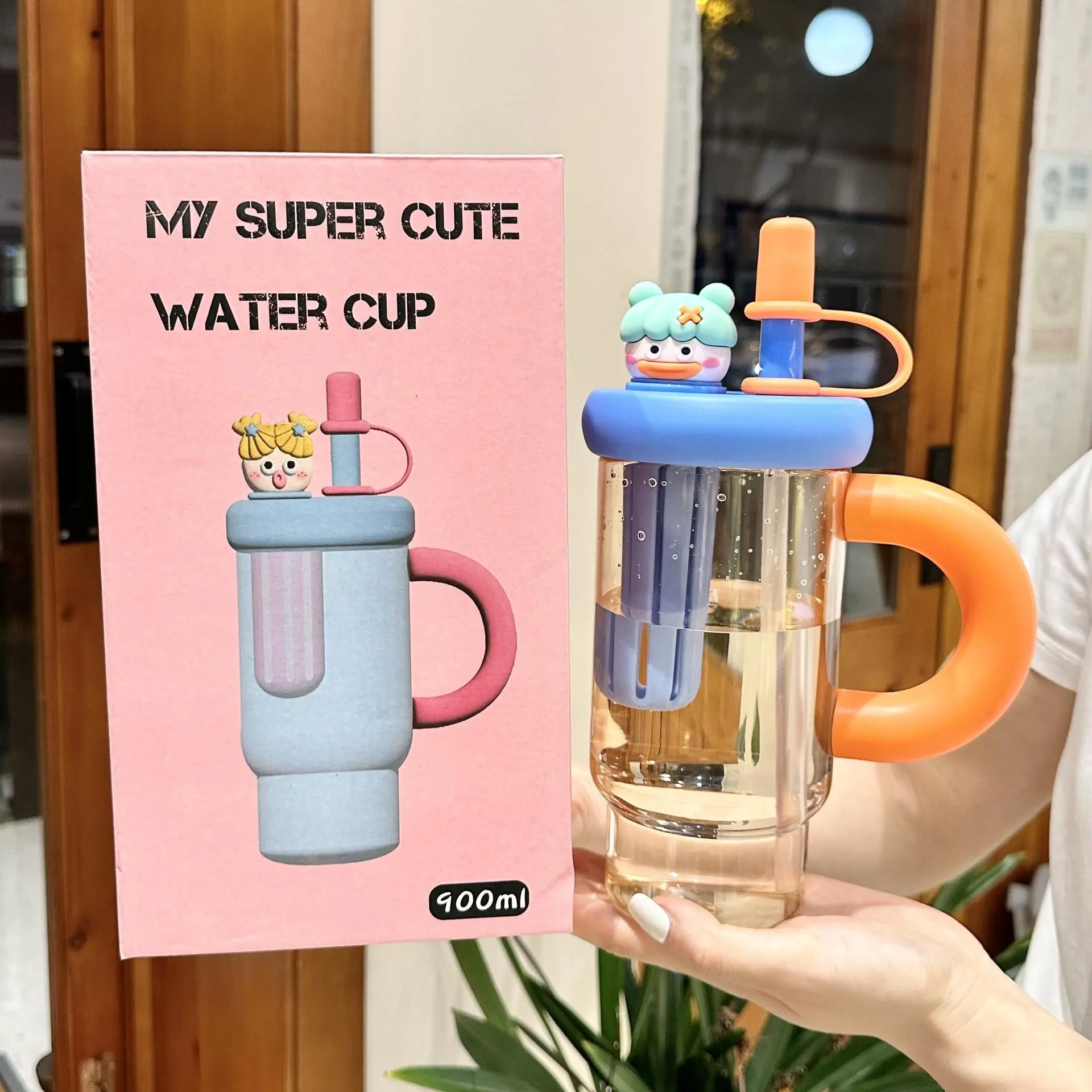 Straw cup Bingba cup Teapot large-capacity water cup women's high temperature resistant high-value plastic cup cup