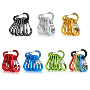 6Pcs Outdoor Carabiner Keychain D Shape Mini Carabiner Buckle Hook Multifunctional Hiking Backpacking Tools