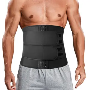 Menswear Compression Waist Trainer for Men Body Shaper Waist Trimmer Cincher Tummy Control Athletic Girdle Band Sweat Sauna Belt Shapewear Sports Fitness Workout Waistband Neoprene Fabric Stretch