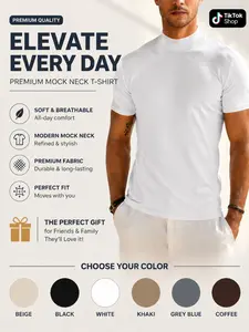 A beautiful gift short sleeved fashionable T-shirt for father and friends, high neck slim fit, suitable for multiple occasions, with multiple colors to choose from (it is recommended to check the size chart before placing an order)